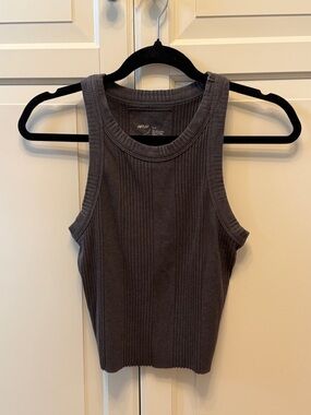 aerie Charcoal Ribbed Tank Top